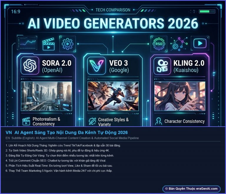 [Infographic] AI Agent Sáng Tạo Nội Dung Đa Kênh Tự Động 2026