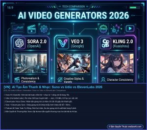 [Infographic] AI Tạo Âm Thanh & Nhạc: Suno vs Udio vs ElevenLabs