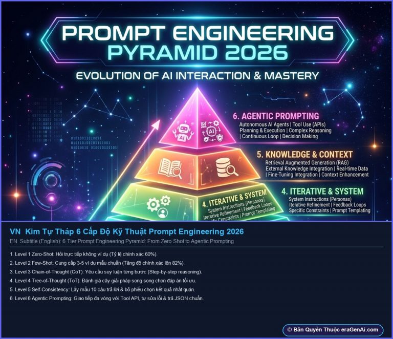 [Infographic] Kim Tự Tháp Prompt Engineering 2026: Từ CoT Đến Tree-of-Thought