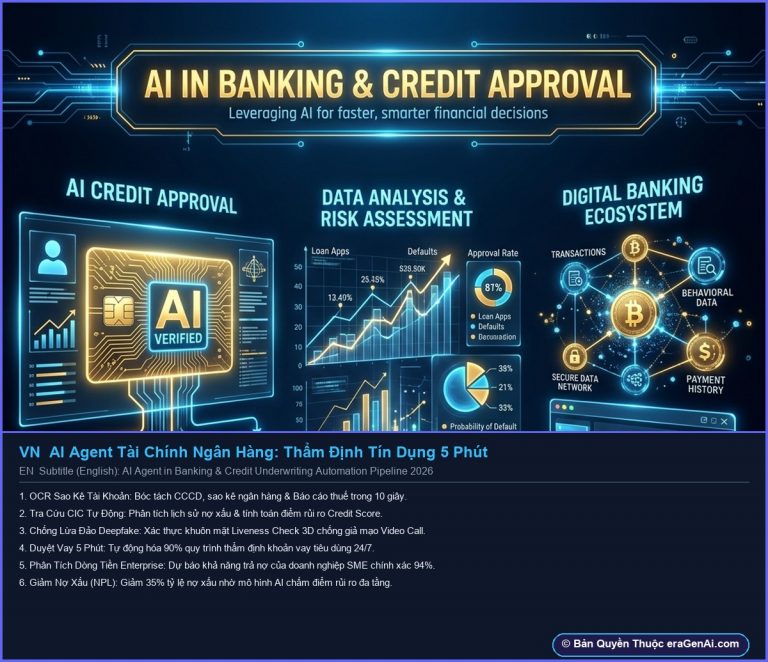 [Infographic] AI Agent Cho Tài Chính Ngân Hàng: Tự Động Hóa Thẩm Định Tín Dụng 2026