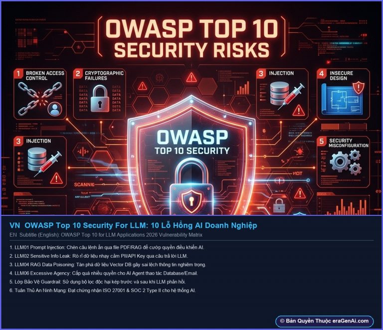 [Infographic] OWASP Top 10 Cho LLM 2026: 10 Lỗ Hổng Bảo Mật AI Doanh Nghiệp