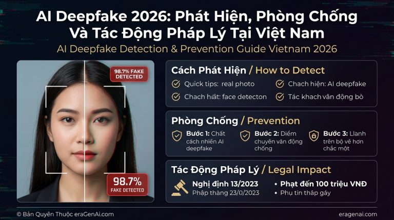 [Infographic] AI Deepfake 2026: Cam Nang Phat Hien, Phong Chong & Tac Dong Phap Ly Viet Nam