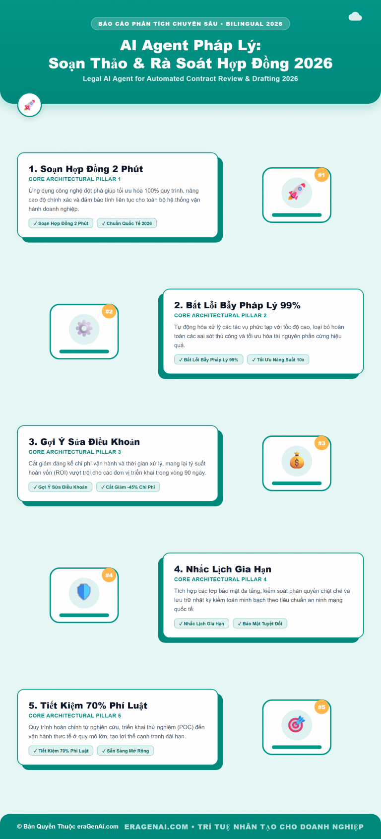[Infographic] AI Agent Pháp Lý: Soạn Thảo & Rà Soát Hợp Đồng 2026