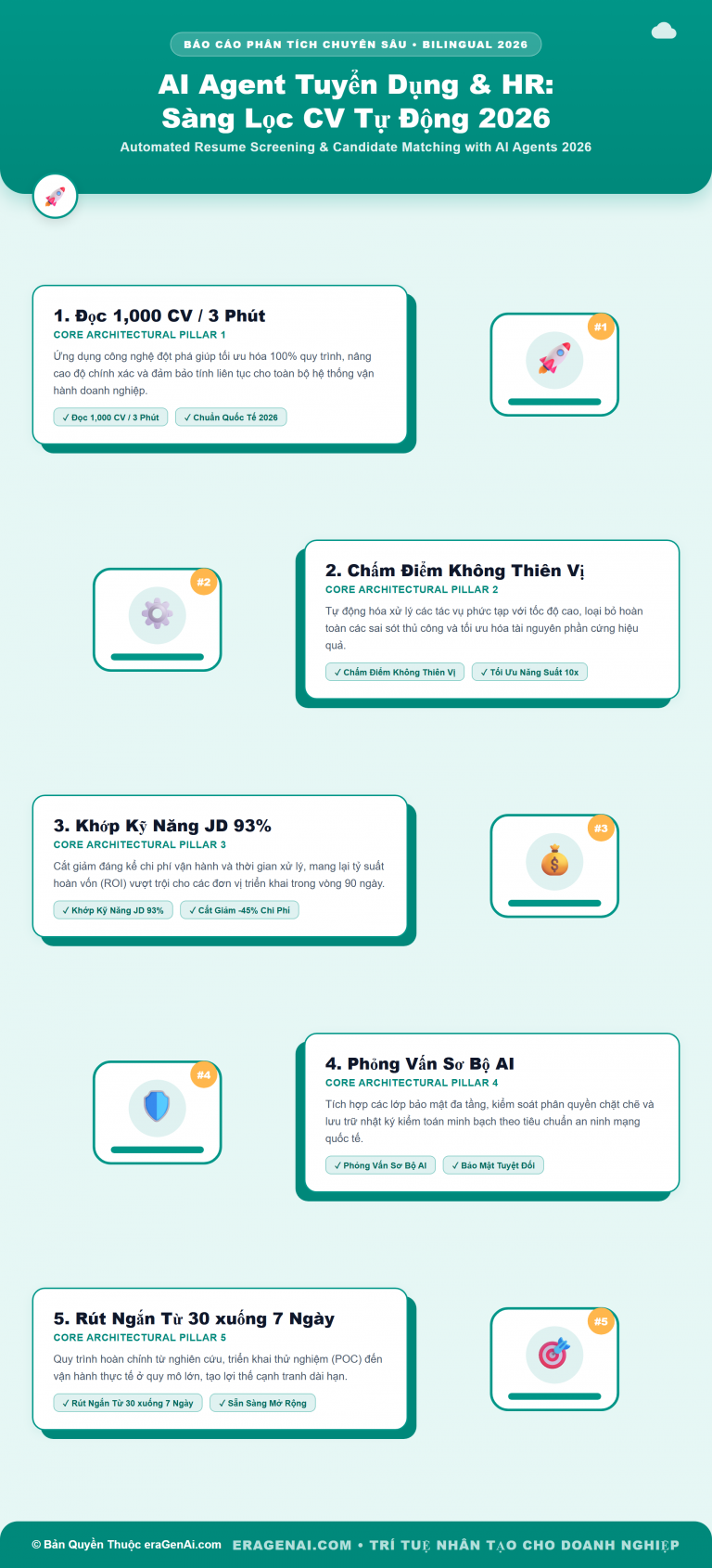 [Infographic] AI Agent Trong Tuyển Dụng & HR: Sàng Lọc CV Tự Động