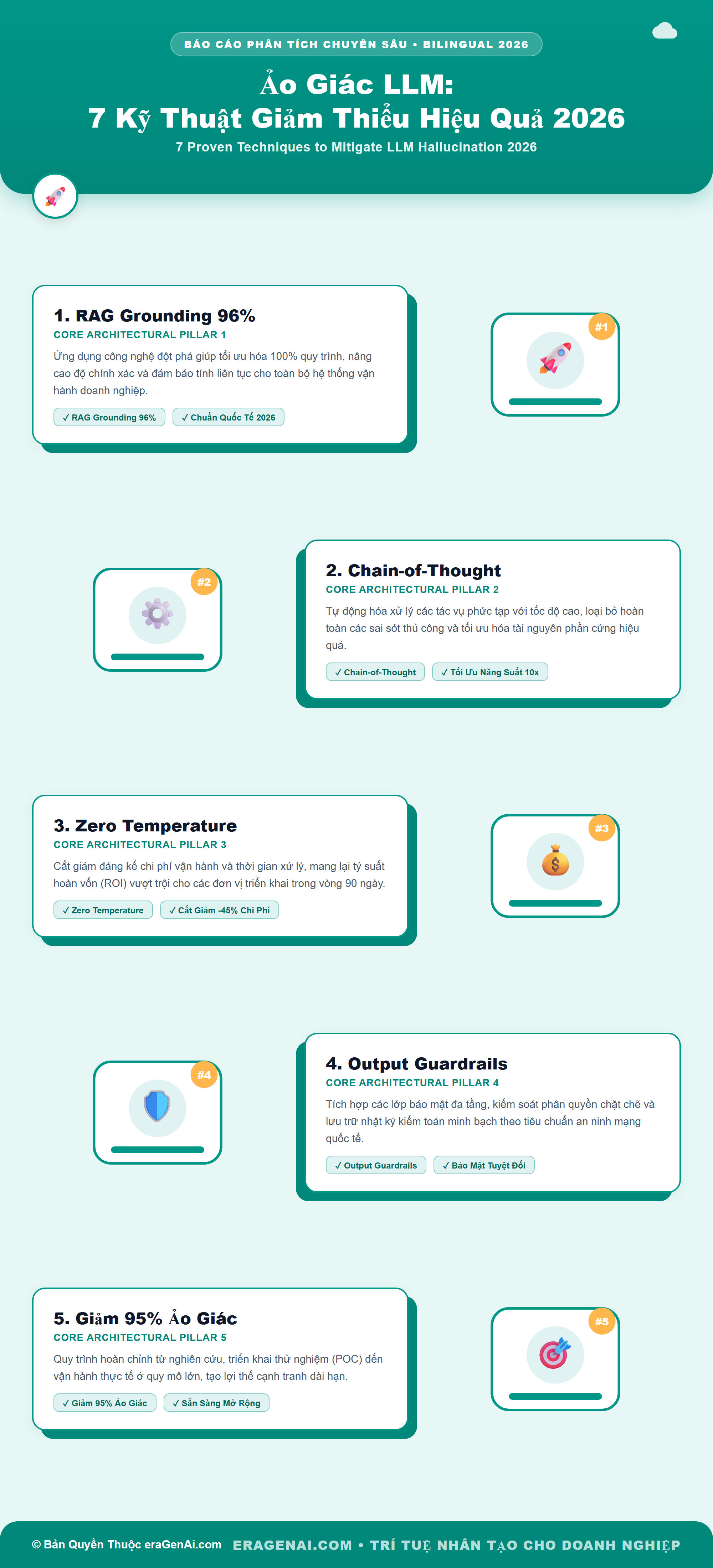 [Infographic] Ảo Giác LLM: 7 Kỹ Thuật Giảm Thiểu Hiệu Quả 2026