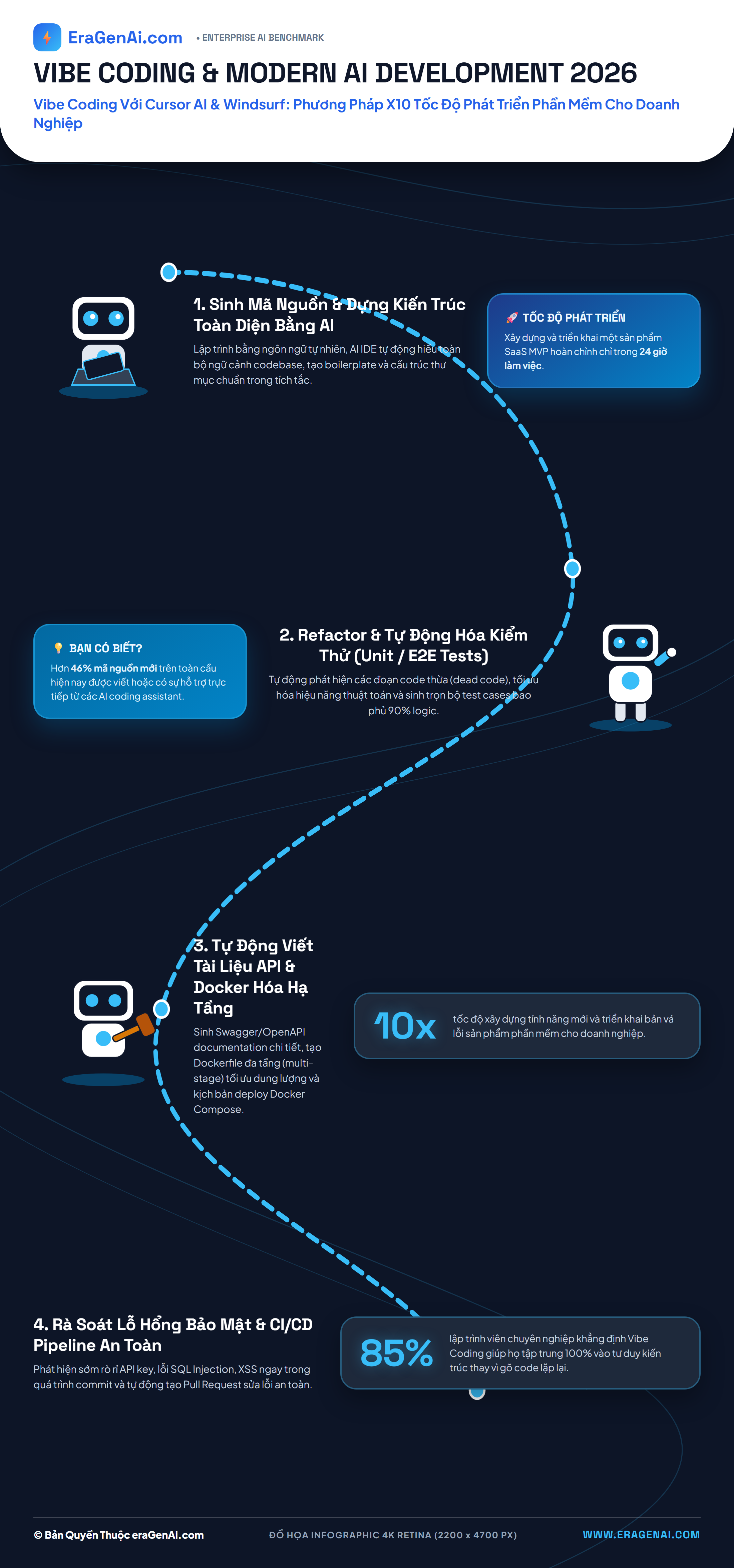 [Infographic] Vibe Coding Với Cursor AI & Windsurf: Phương Pháp X10 Tốc Độ Phát Triển Phần Mềm Cho Doanh Nghiệp