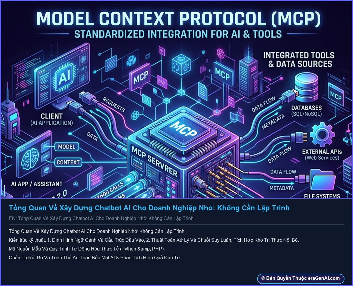 Tổng Quan Về Xây Dựng Chatbot AI Cho Doanh Nghiệp Nhỏ: Không Cần Lập Trình - Infographic 3D AI Artwork Ban Quyen eraGenAi.com