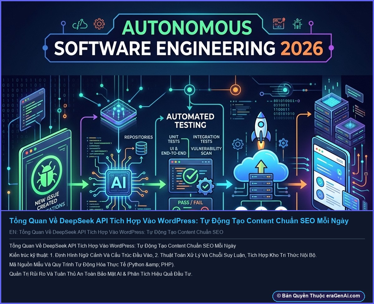 Tổng Quan Về DeepSeek API Tích Hợp Vào WordPress: Tự Động Tạo Content Chuẩn SEO Mỗi Ngày - Infographic 3D AI Artwork Ban Quyen eraGenAi.com