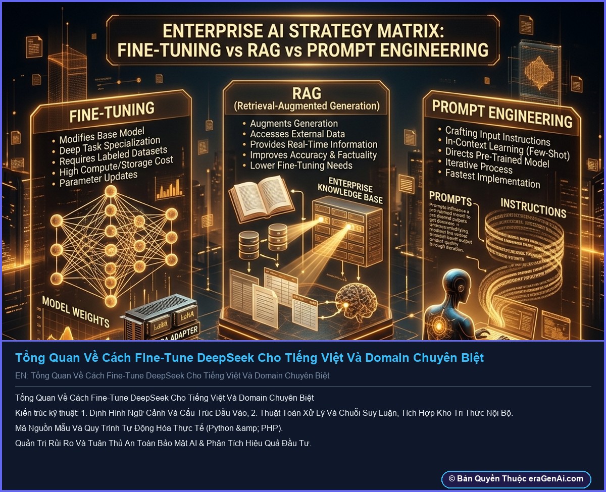 Tổng Quan Về Cách Fine-Tune DeepSeek Cho Tiếng Việt Và Domain Chuyên Biệt - Infographic 3D AI Artwork Ban Quyen eraGenAi.com