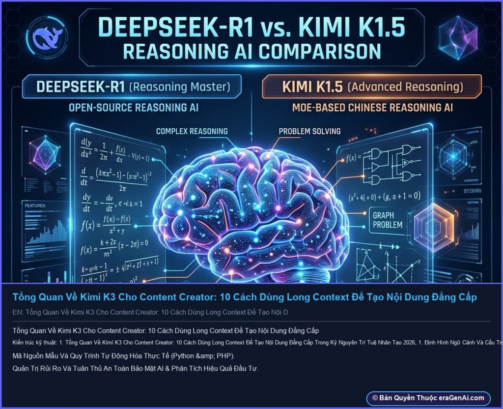 Tổng Quan Về Kimi K3 Cho Content Creator: 10 Cách Dùng Long Context Để Tạo Nội Dung Đẳng Cấp - Infographic 3D AI Artwork Ban Quyen eraGenAi.com
