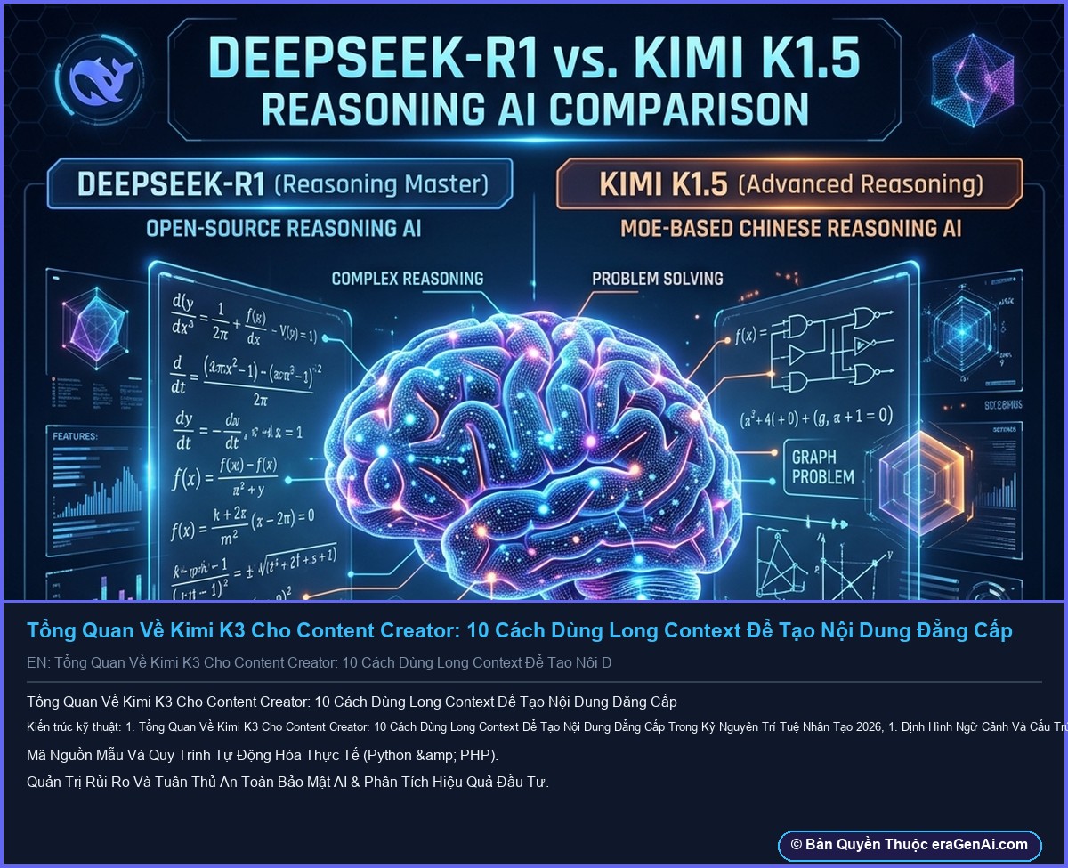 Tổng Quan Về Kimi K3 Cho Content Creator: 10 Cách Dùng Long Context Để Tạo Nội Dung Đẳng Cấp - Infographic 3D AI Artwork Ban Quyen eraGenAi.com