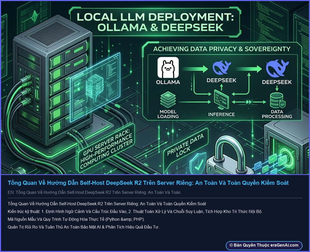 Tổng Quan Về Hướng Dẫn Self-Host DeepSeek R2 Trên Server Riêng: An Toàn Và Toàn Quyền Kiểm Soát - Infographic 3D AI Artwork Ban Quyen eraGenAi.com