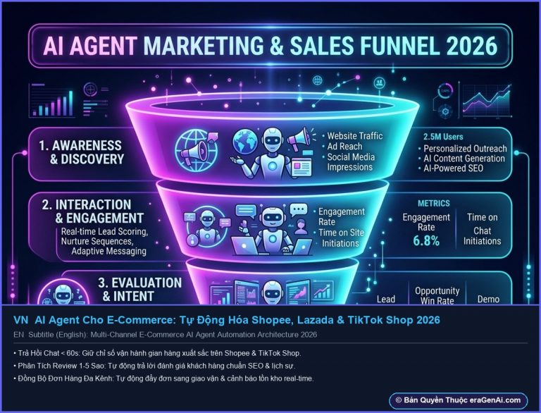 [Infographic] AI Agent Cho E-Commerce: Tự Động Hóa Shopee, Lazada & TikTok Shop 2026