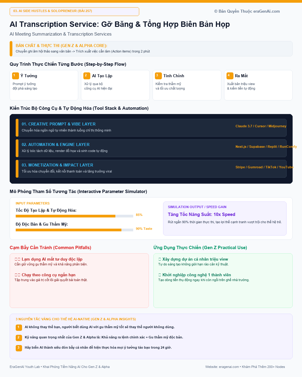 AI Transcription Service: Gỡ Băng & Tổng Hợp Biên Bản Họp - EraGenAI Gen Z & Alpha Guide