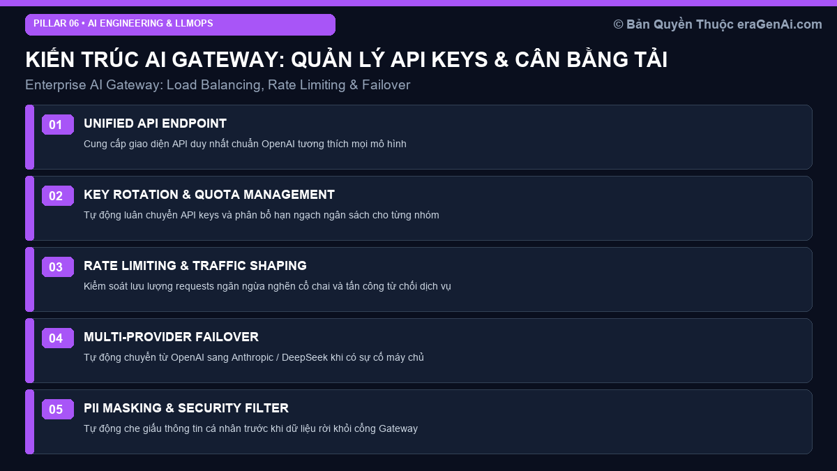 AI Gateway Architecture: Cân Bằng Tải, Rate Limiting và Fallback Đa Nhà Cung Cấp